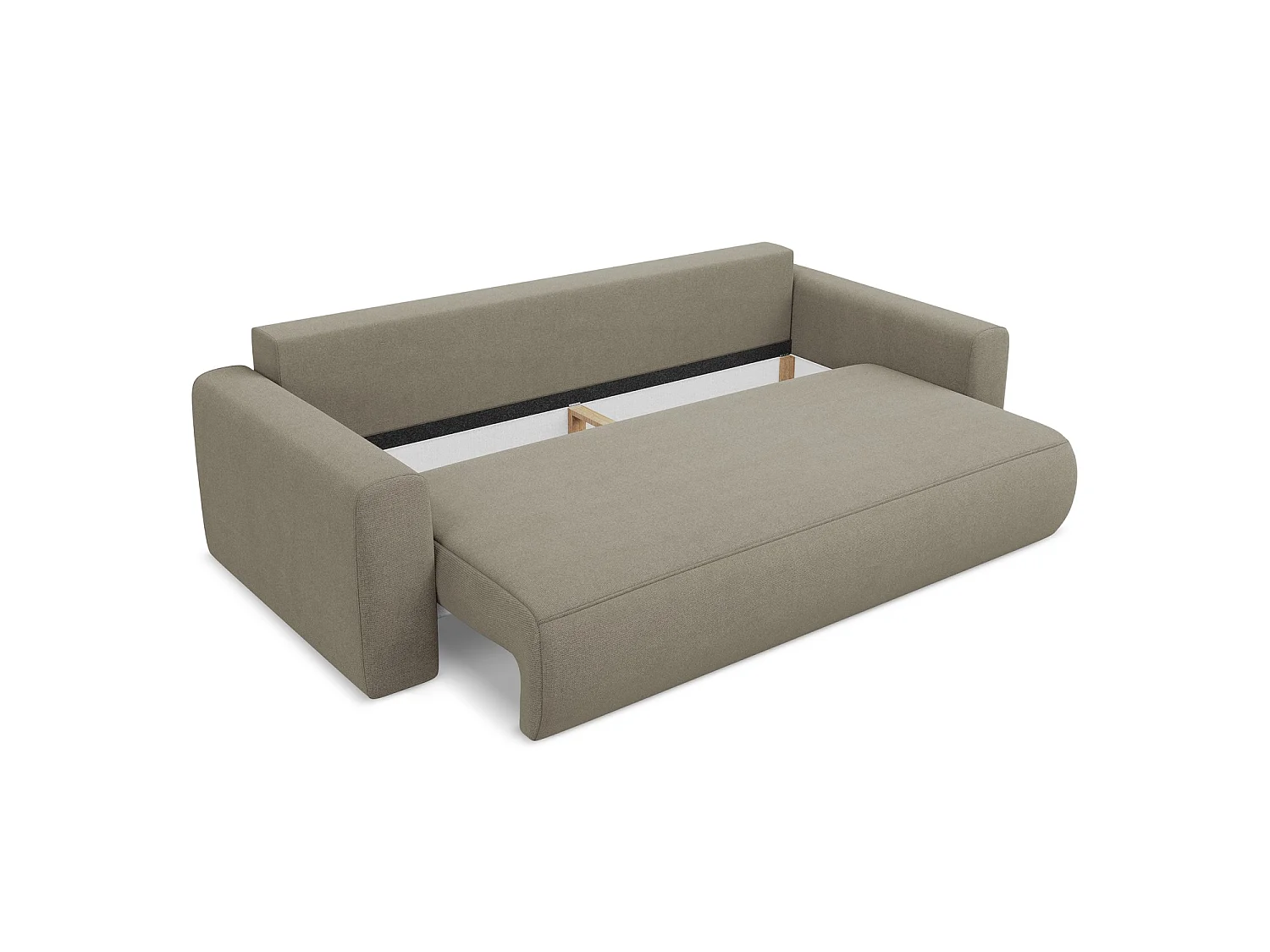 Canapé 3 places convertible en tissu texturé - beige foncé - PERUGIA