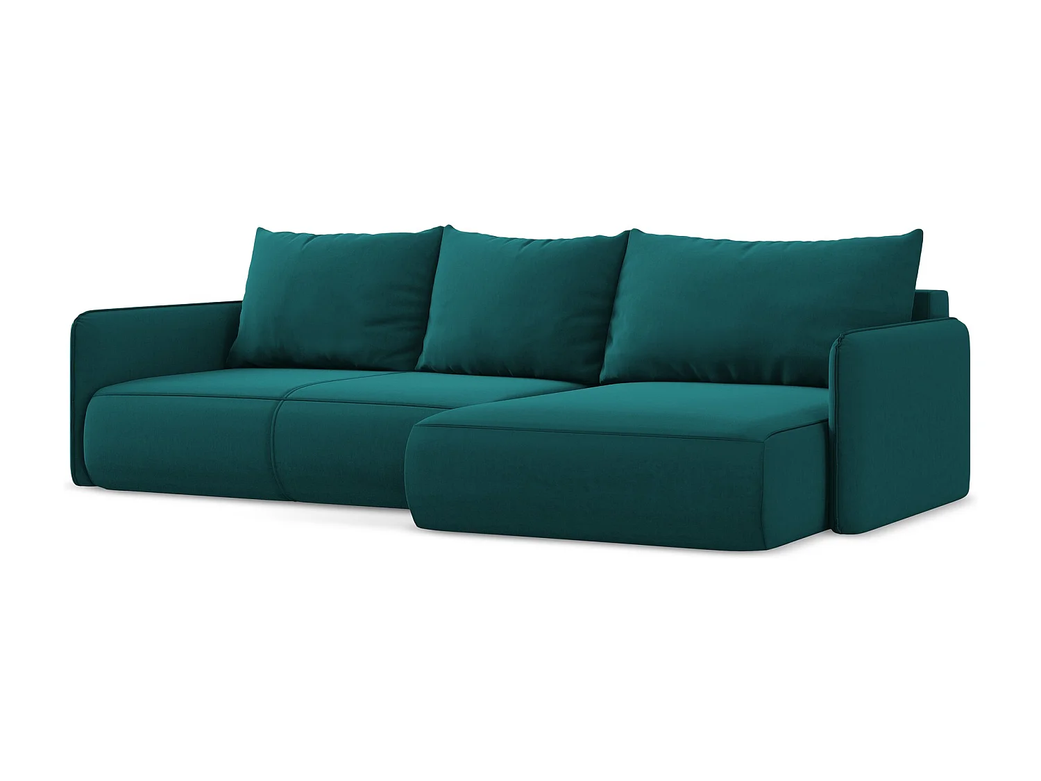 Ecksofa mit Schlaffunktion - Ecke Rechts - Samt - Marine - NANEA