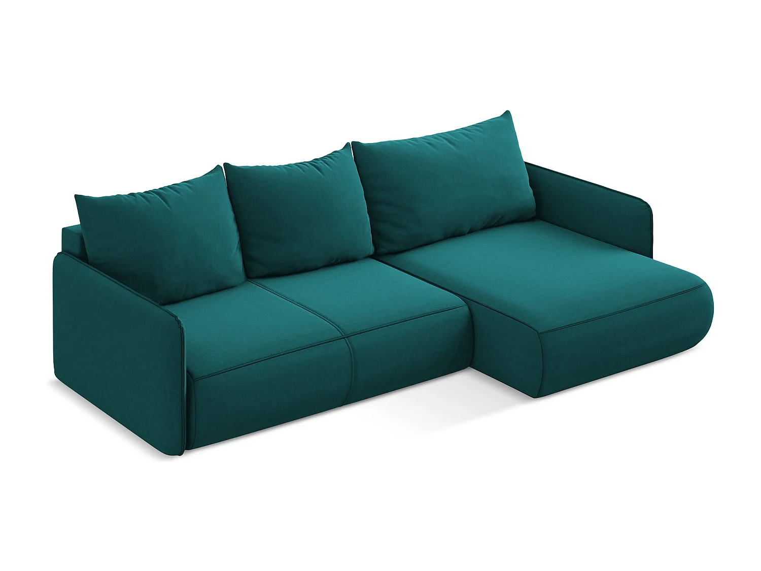 Ecksofa mit Schlaffunktion - Ecke Rechts - Samt - Marine - NANEA