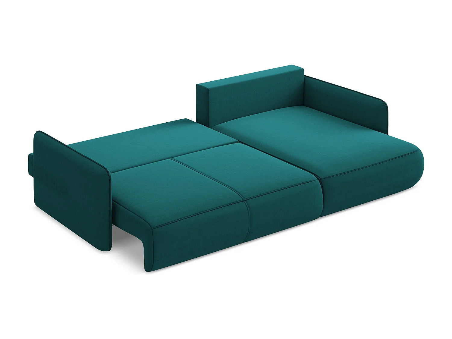 Ecksofa mit Schlaffunktion - Ecke Rechts - Samt - Marine - NANEA