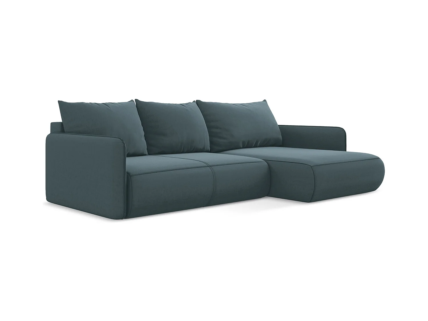 Canapé d’angle 3 places droit convertible en velours - marin - NANEA