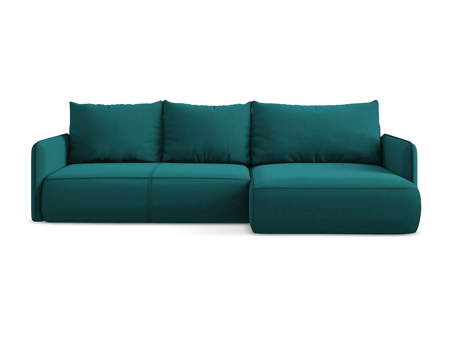 Ecksofa mit Schlaffunktion - Ecke Rechts - Samt - Marine - NANEA