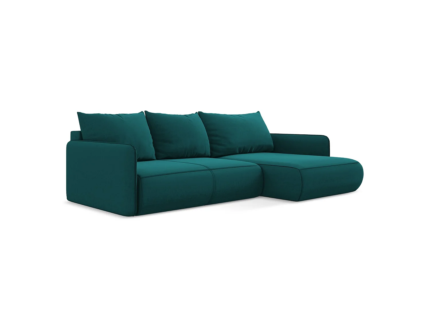 Ecksofa mit Schlaffunktion - Ecke Rechts - Samt - Marine - PALERMO