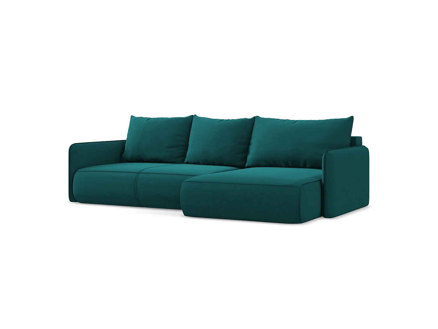 Ecksofa mit Schlaffunktion - Ecke Rechts - Samt - Marine - PALERMO
