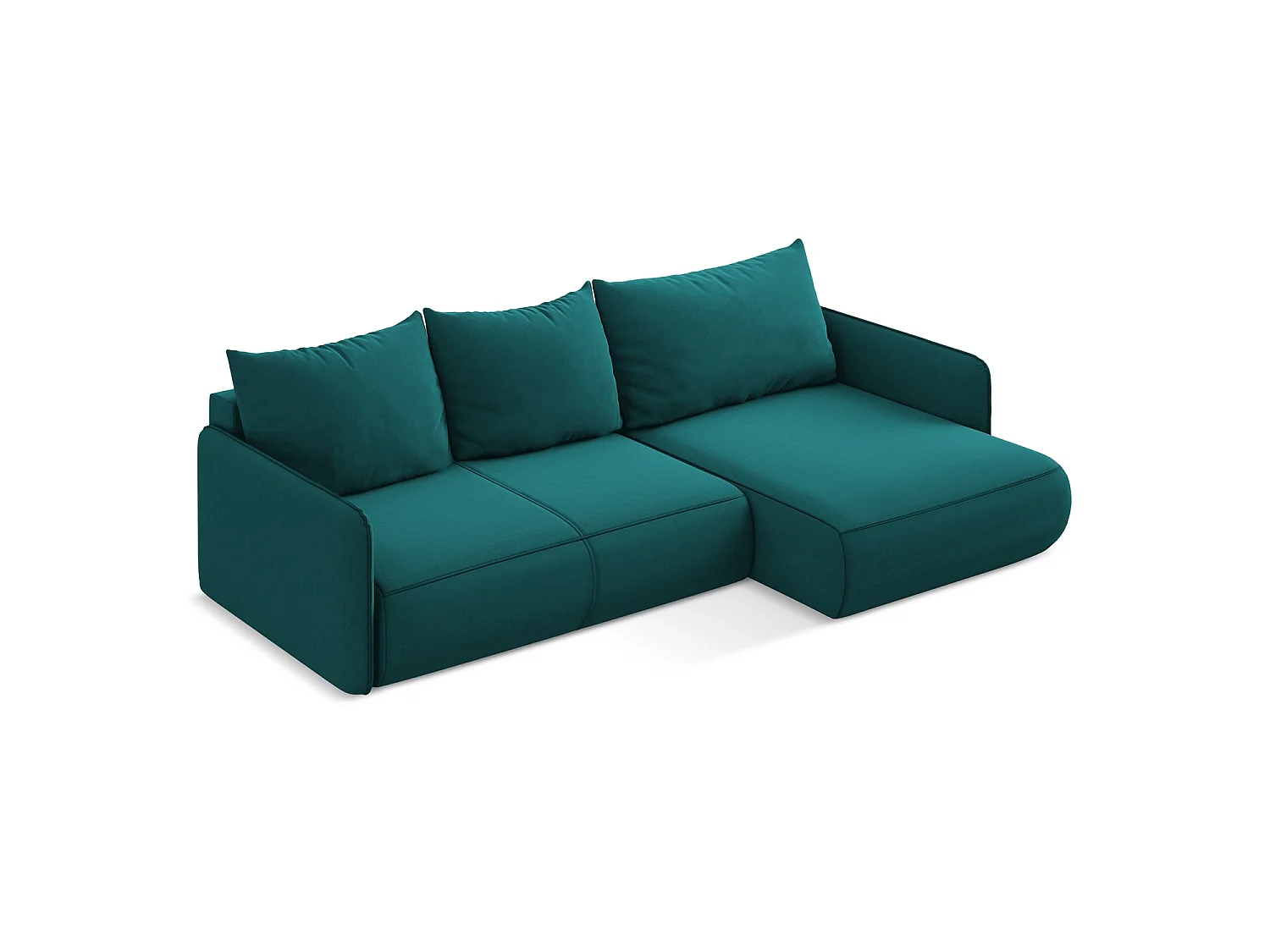 Ecksofa mit Schlaffunktion - Ecke Rechts - Samt - Marine - PALERMO