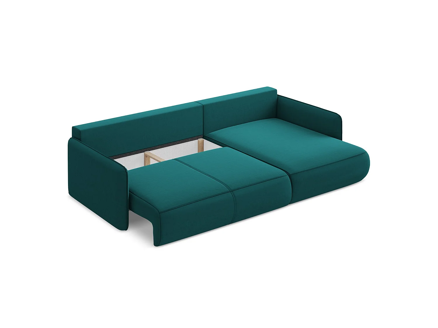 Ecksofa mit Schlaffunktion - Ecke Rechts - Samt - Marine - PALERMO