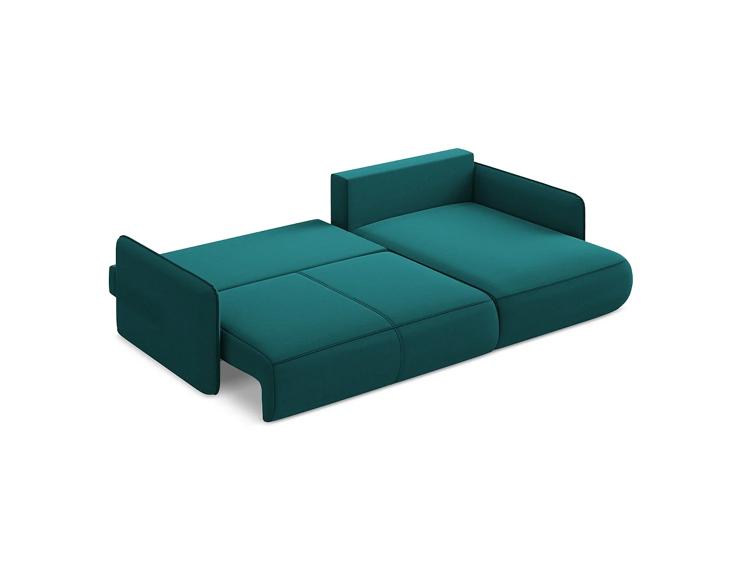 Ecksofa mit Schlaffunktion - Ecke Rechts - Samt - Marine - PALERMO