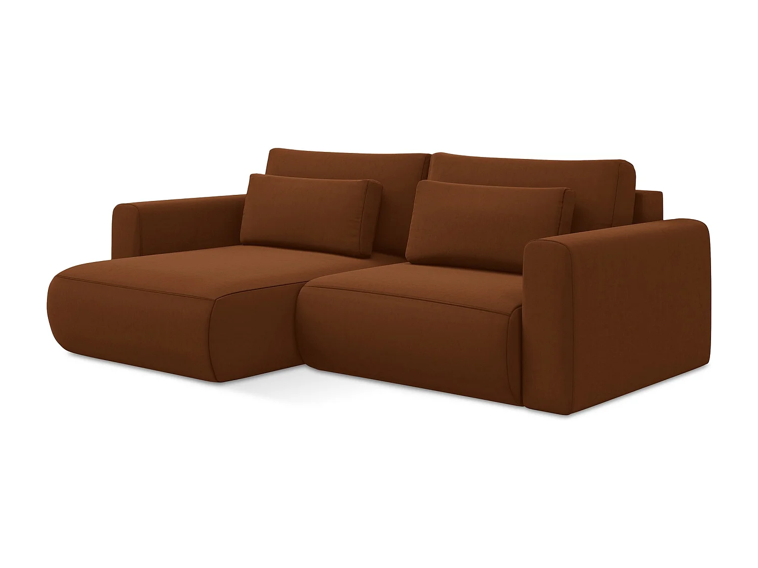 Hoekslaapbank links van terracotta velours - KAPUA