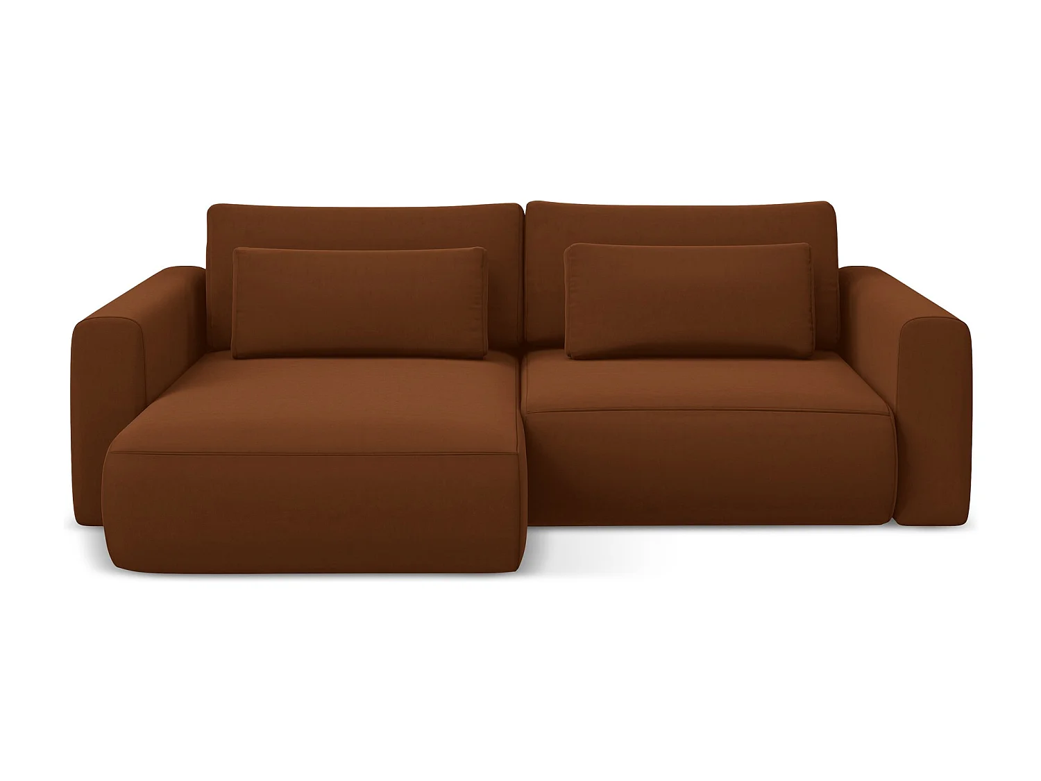 Hoekslaapbank links van terracotta velours - KAPUA