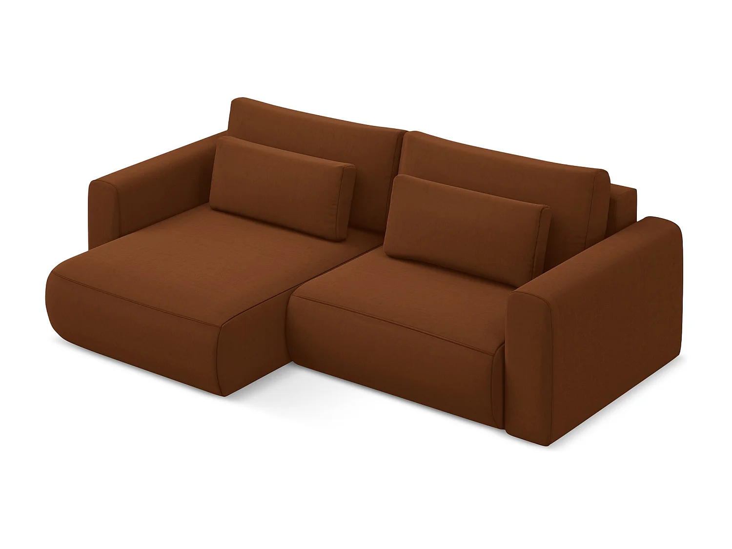 Hoekslaapbank links van terracotta velours - KAPUA