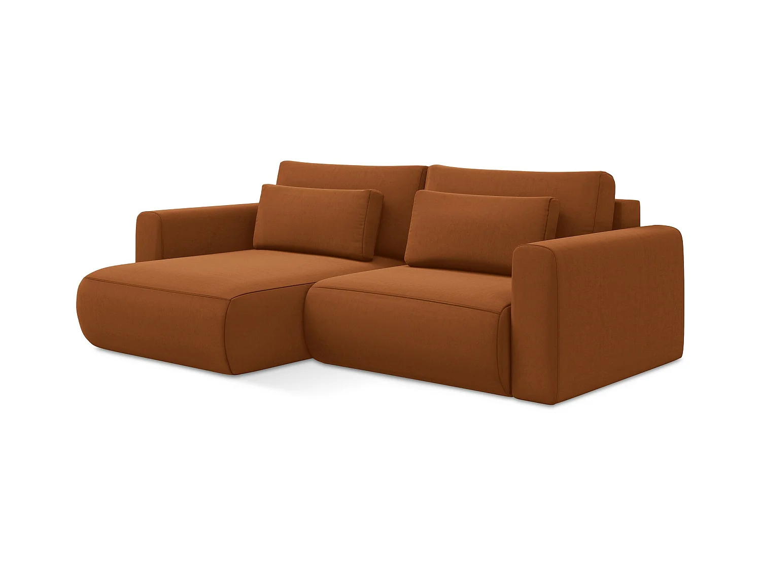 2-Sitzer Ecksofa mit Schlaffunktion - Ecke Links - Samt - Terrakotta - KAPUA