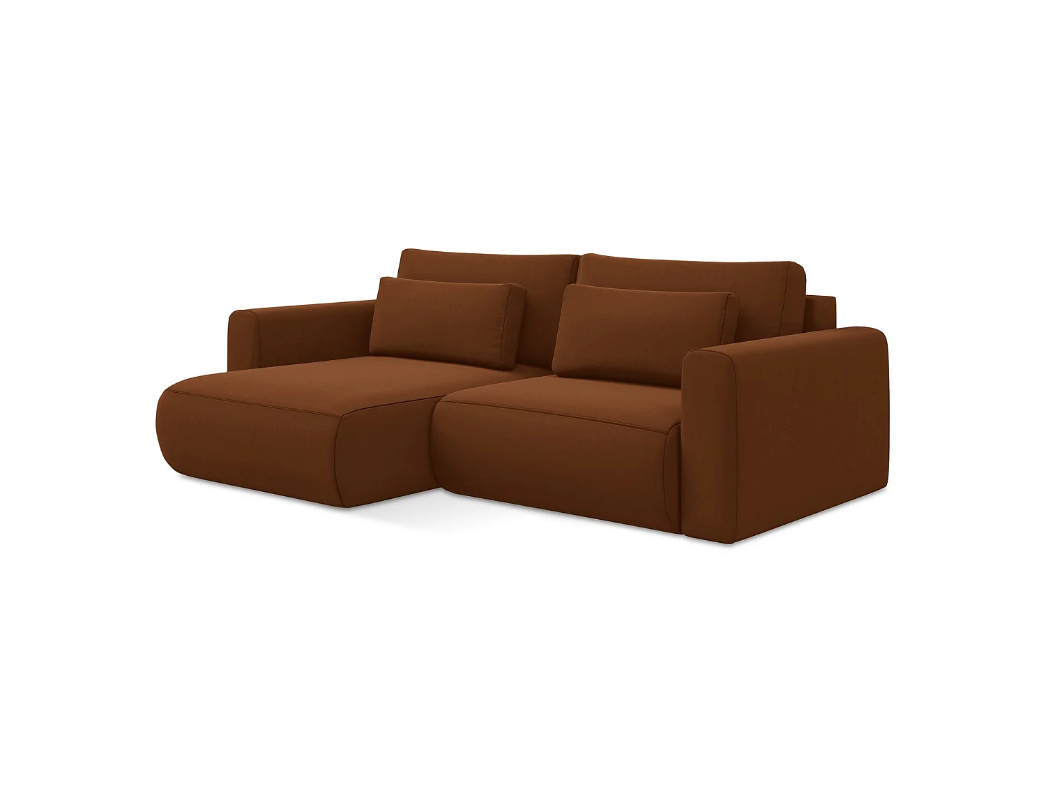 2-Sitzer Ecksofa mit Schlaffunktion - Ecke Links - Samt - Terrakotta - PERUGIA