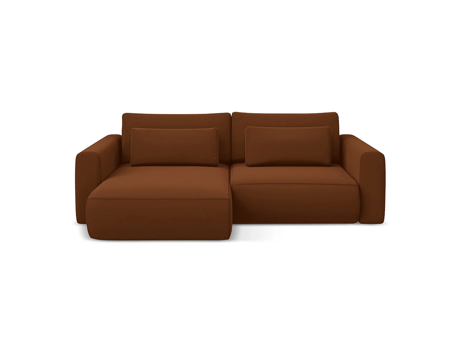 2-Sitzer Ecksofa mit Schlaffunktion - Ecke Links - Samt - Terrakotta - PERUGIA