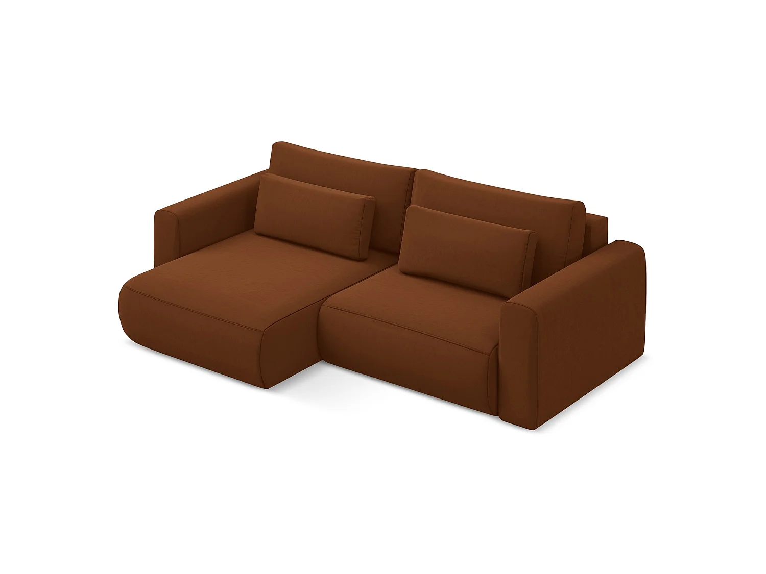2-Sitzer Ecksofa mit Schlaffunktion - Ecke Links - Samt - Terrakotta - PERUGIA