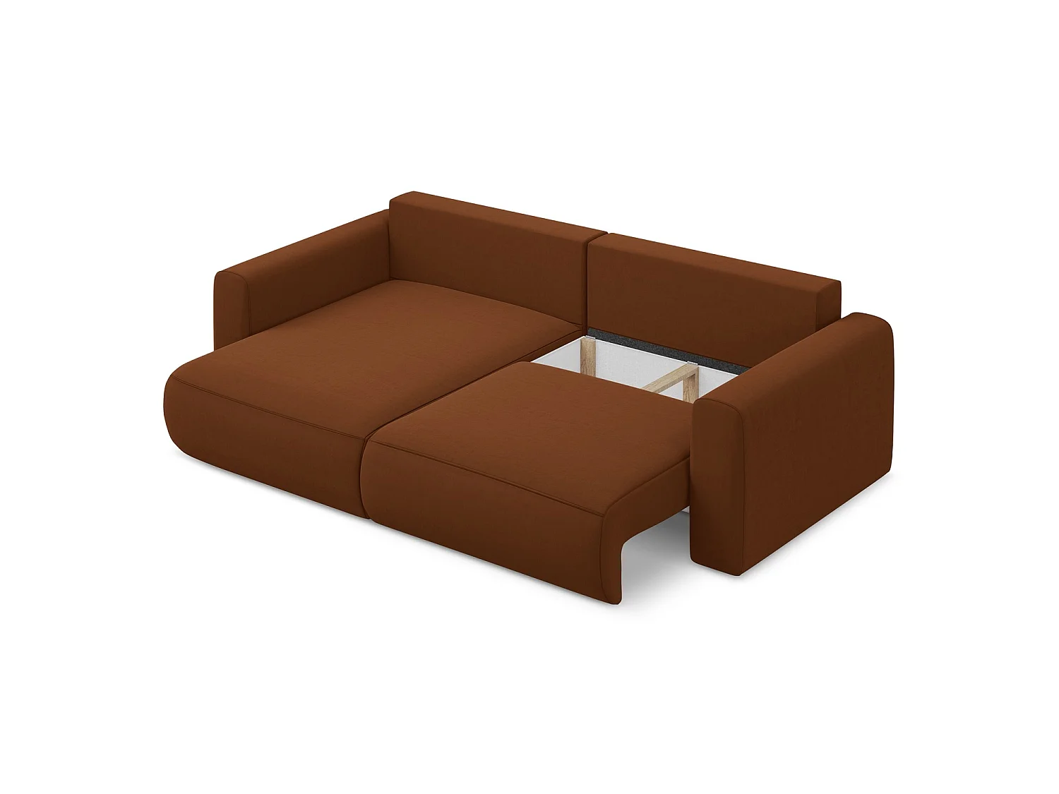2-Sitzer Ecksofa mit Schlaffunktion - Ecke Links - Samt - Terrakotta - PERUGIA