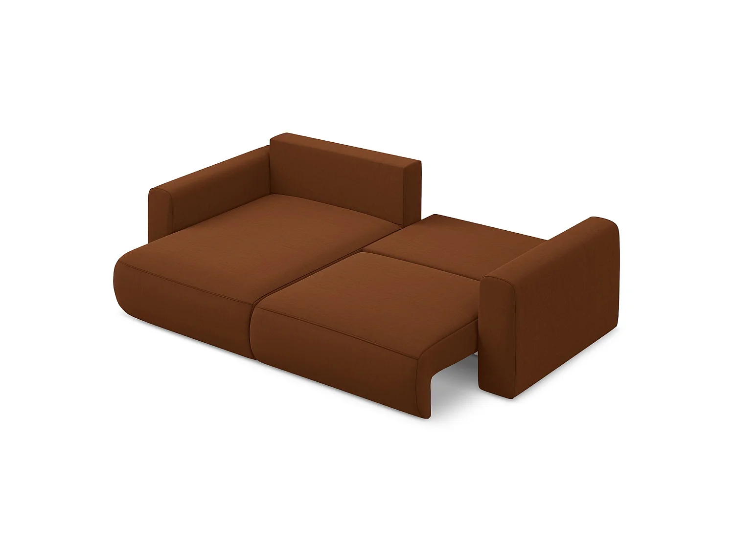 2-Sitzer Ecksofa mit Schlaffunktion - Ecke Links - Samt - Terrakotta - PERUGIA