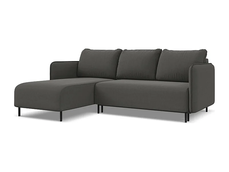 3-Sitzer Ecksofa mit Schlaffunktion - Ecke Links - Samt - Stahl - LUANA