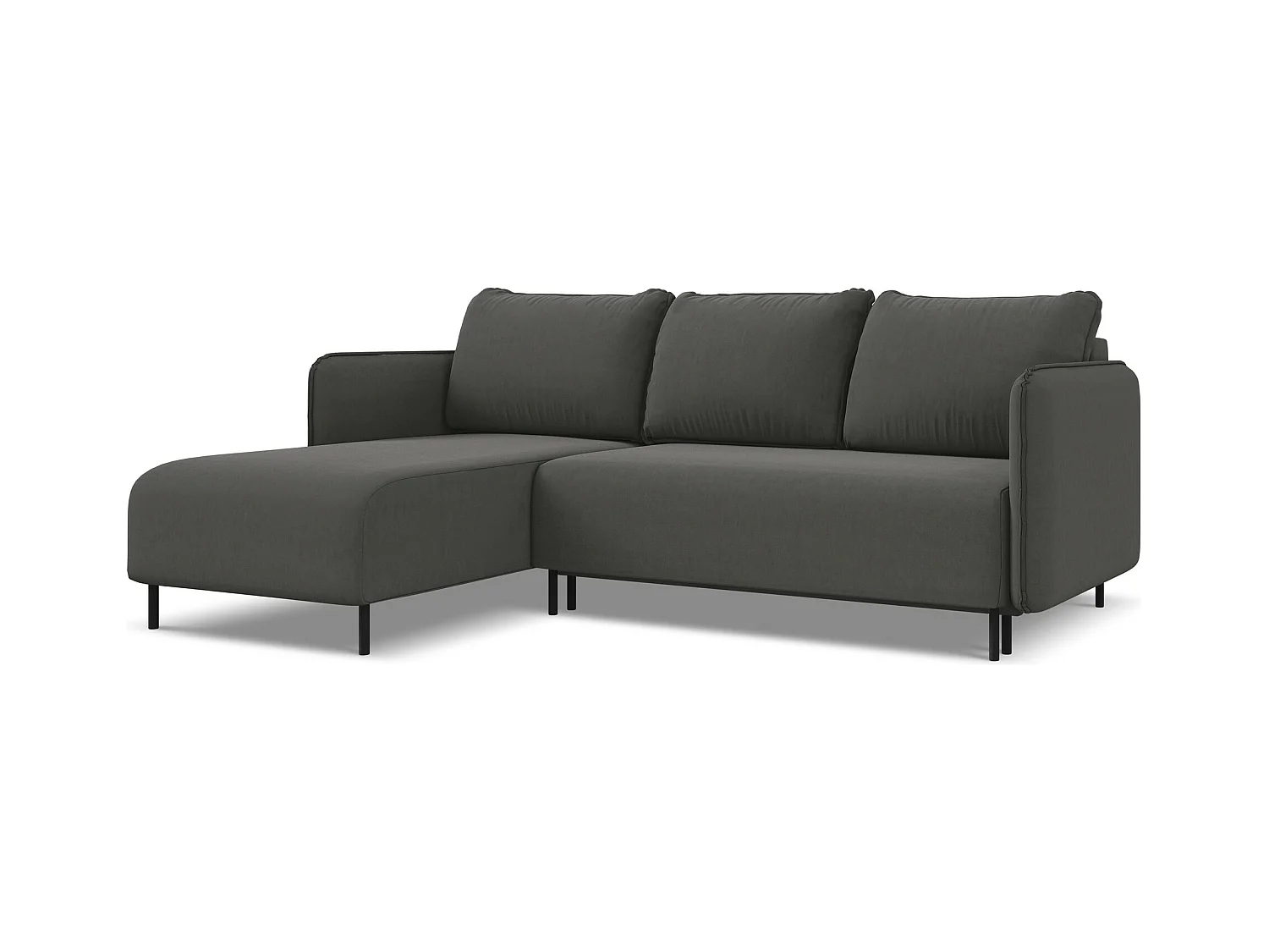 Canapé d'angle gauche convertible en velours - acier - LUANA