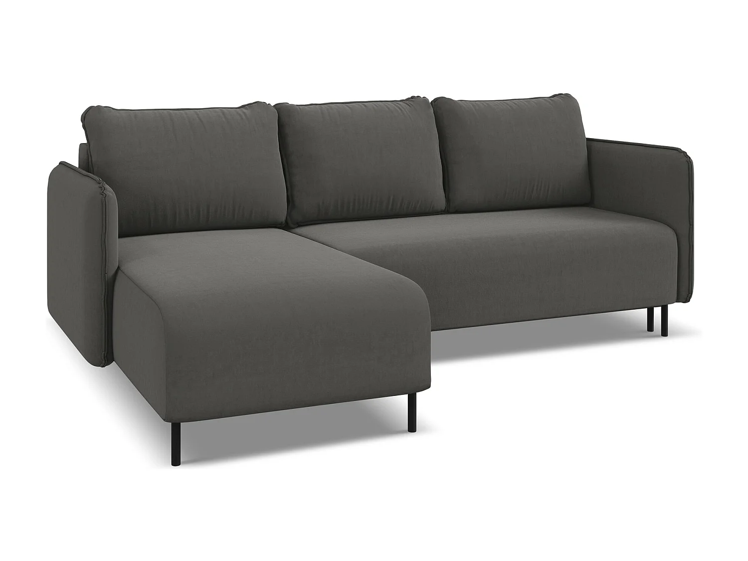 Canapé d'angle gauche convertible en velours - acier - LUANA