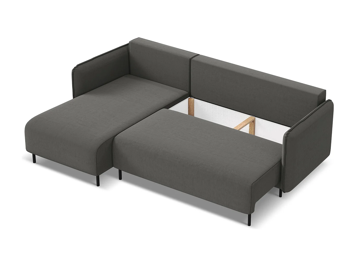 Canapé d'angle gauche convertible en velours - acier - LUANA