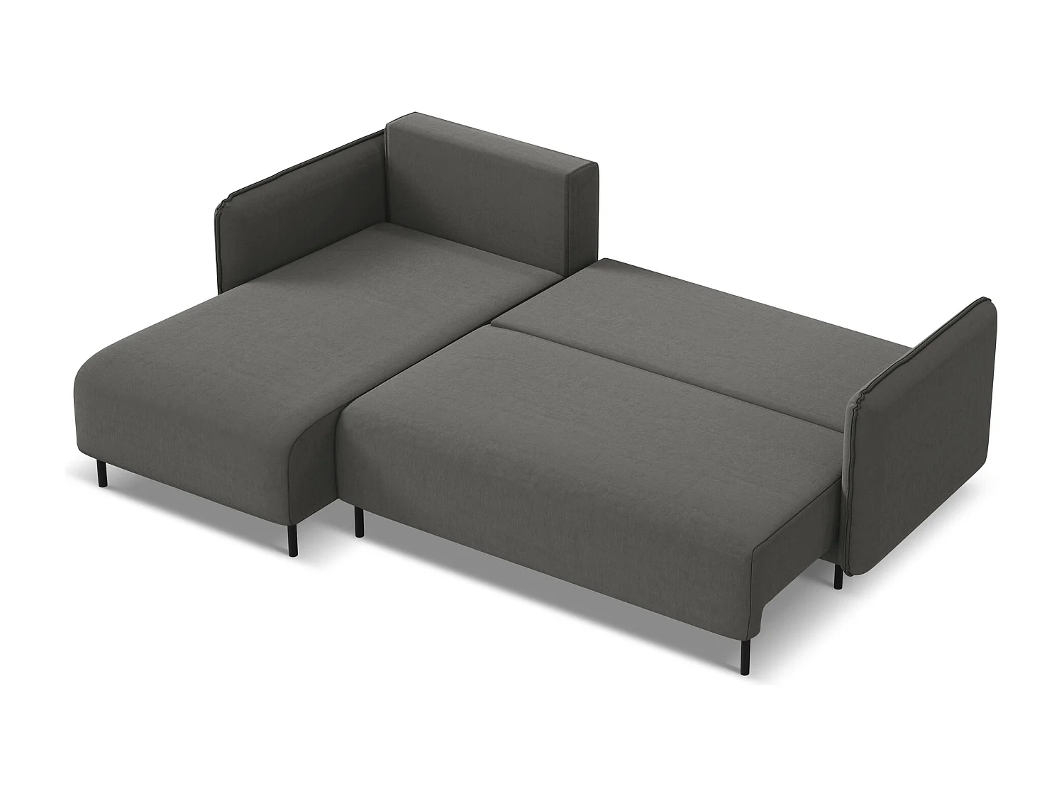 Canapé d'angle gauche convertible en velours - acier - LUANA