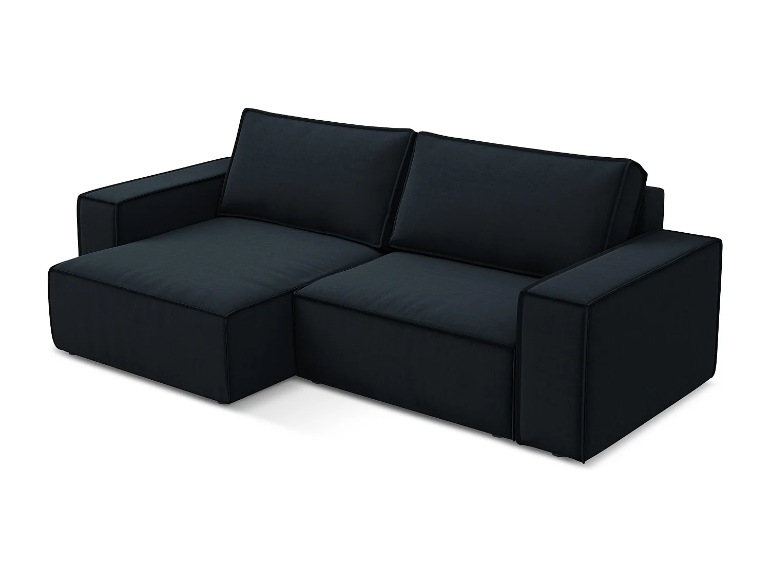 2-Sitzer Ecksofa mit Schlaffunktion - Ecke Links - Samt - Königsblau - KIMO