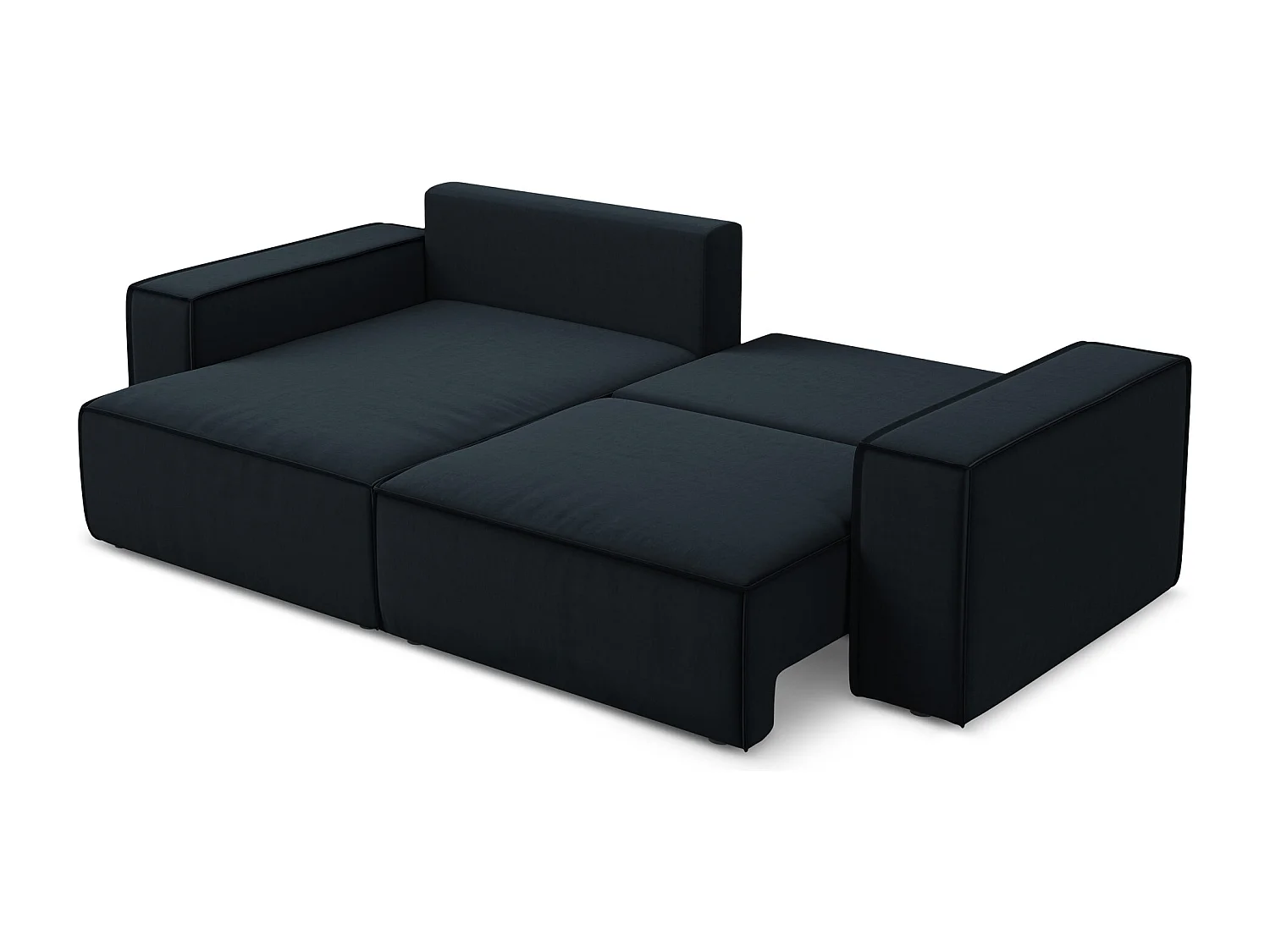 2-Sitzer Ecksofa mit Schlaffunktion - Ecke Links - Samt - Königsblau - KIMO