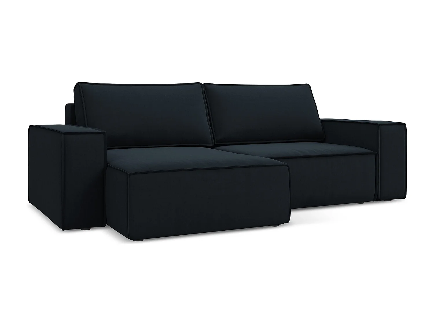 2-Sitzer Ecksofa mit Schlaffunktion - Ecke Links - Samt - Königsblau - KIMO