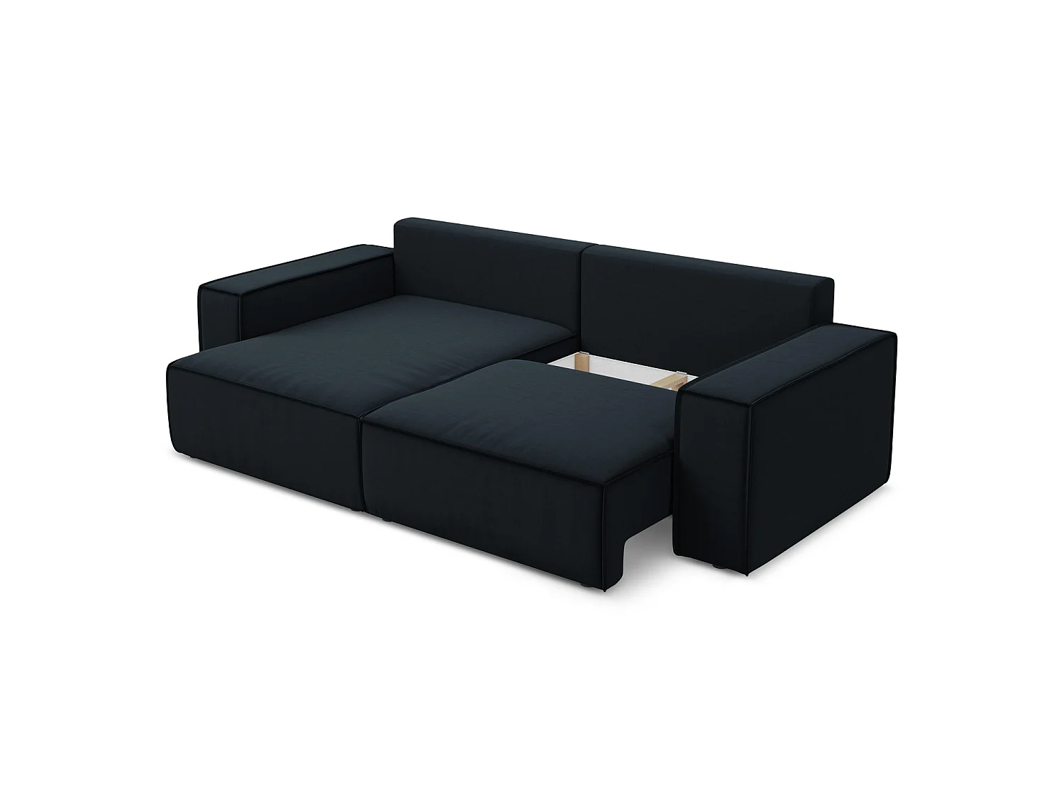 2-Sitzer Ecksofa mit Schlaffunktion - Ecke Links - Samt - Königsblau - LIVORNO