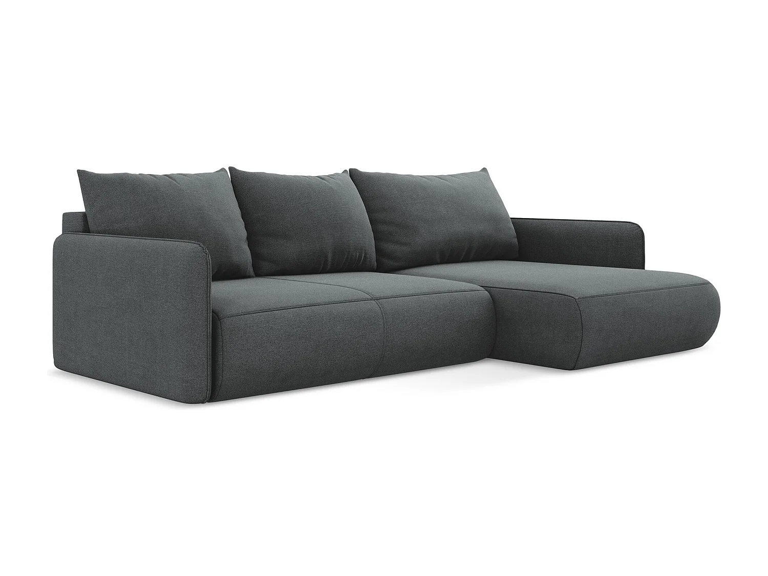 Ecksofa mit Schlaffunktion - Ecke Rechts - Strukturstoff - Grau - NANEA