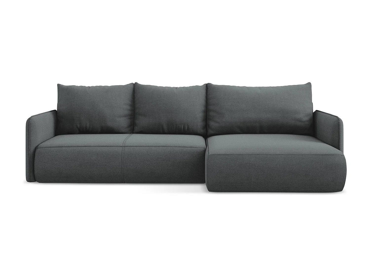 Ecksofa mit Schlaffunktion - Ecke Rechts - Strukturstoff - Grau - NANEA