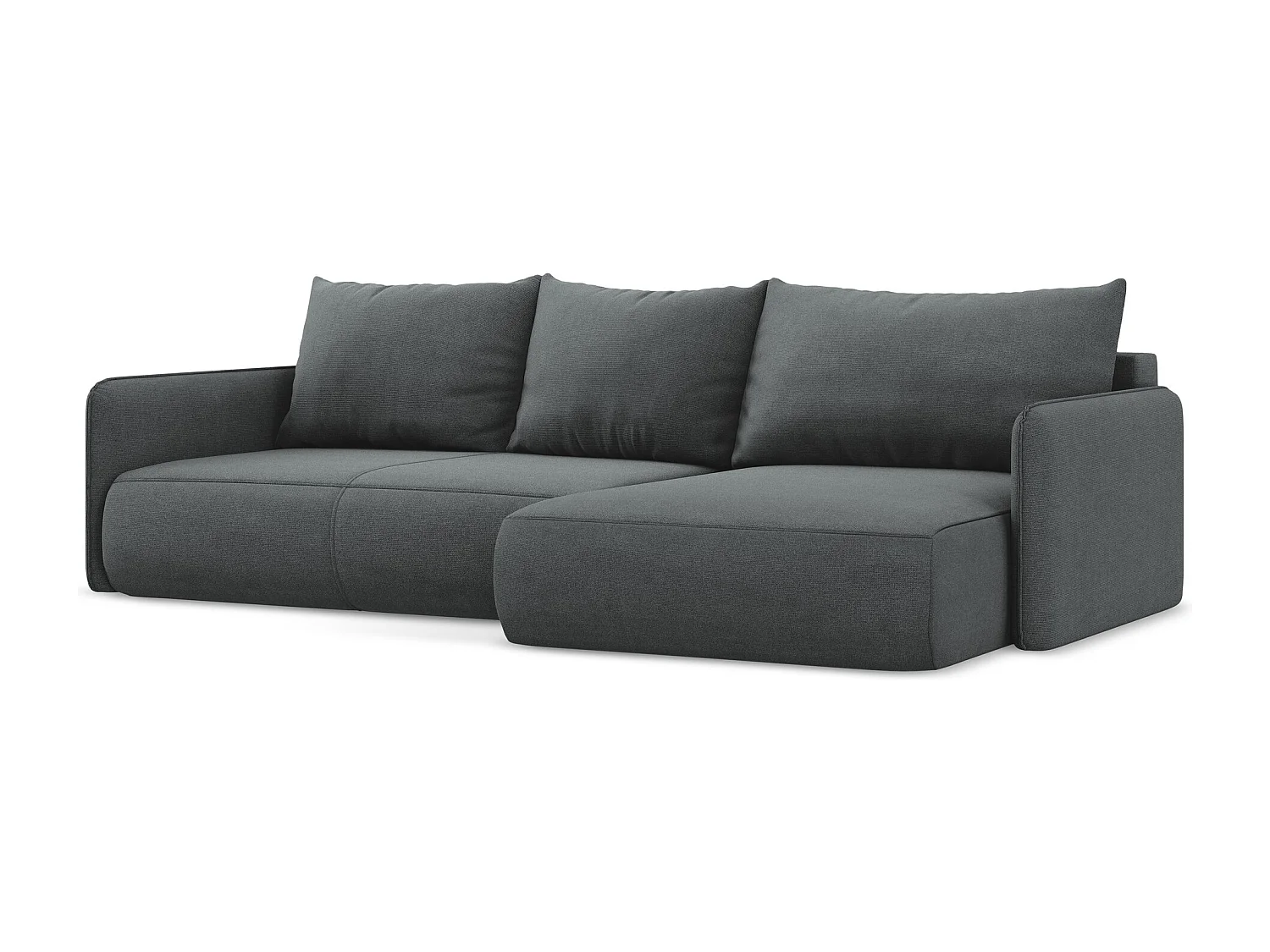 Ecksofa mit Schlaffunktion - Ecke Rechts - Strukturstoff - Grau - NANEA