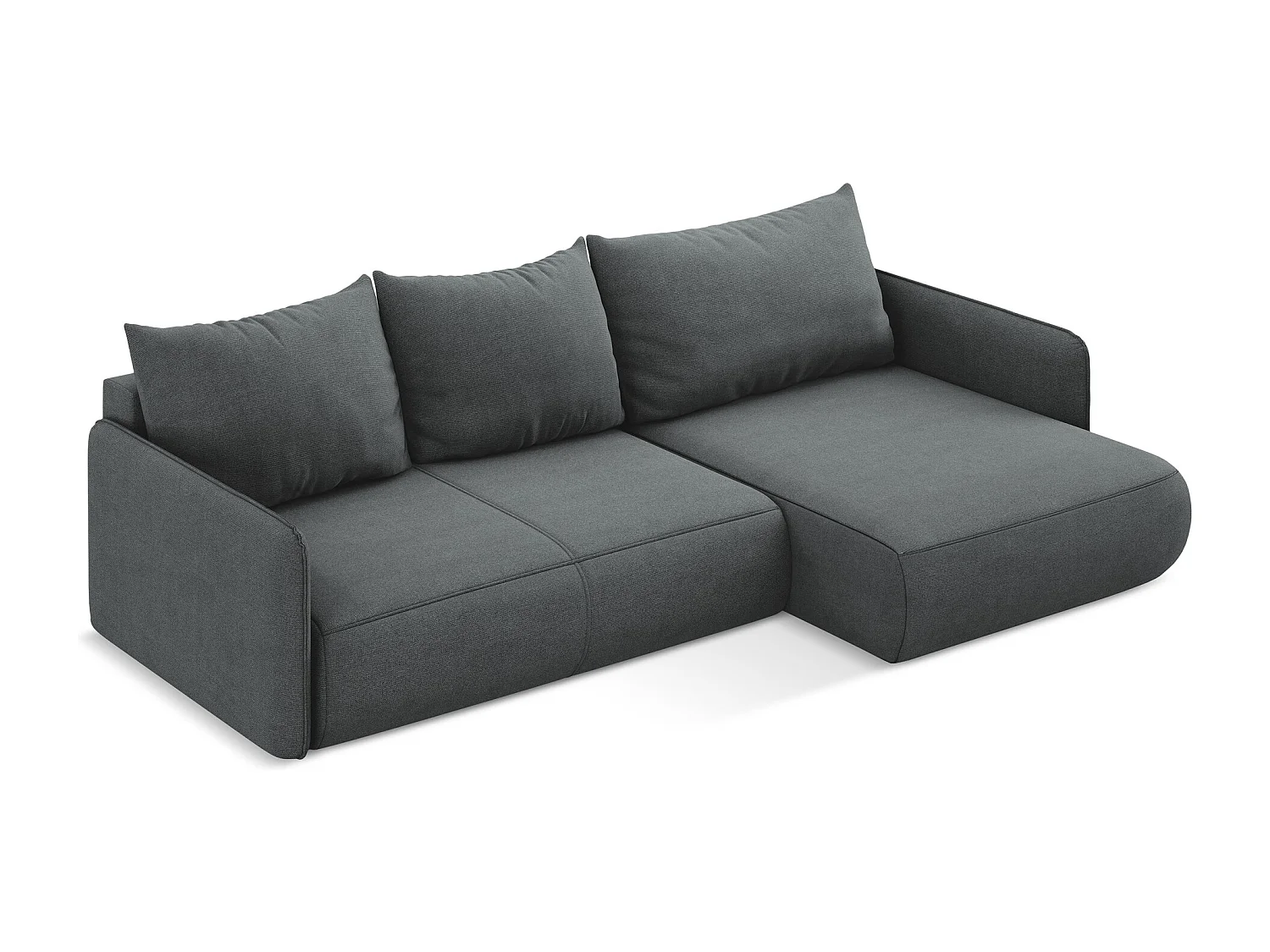 Ecksofa mit Schlaffunktion - Ecke Rechts - Strukturstoff - Grau - NANEA