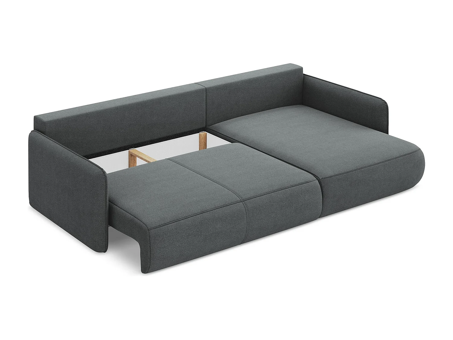Ecksofa mit Schlaffunktion - Ecke Rechts - Strukturstoff - Grau - NANEA