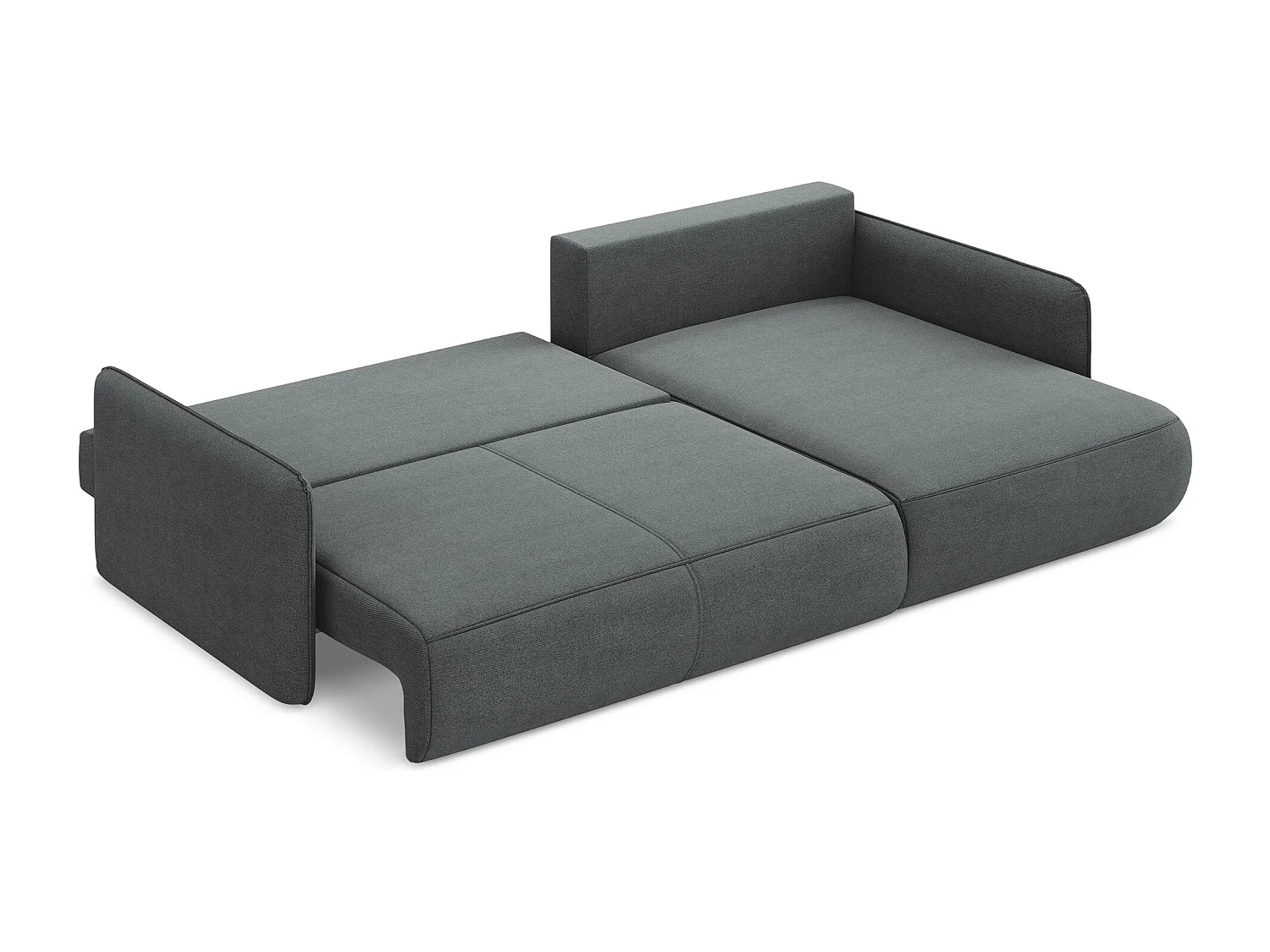 Ecksofa mit Schlaffunktion - Ecke Rechts - Strukturstoff - Grau - NANEA