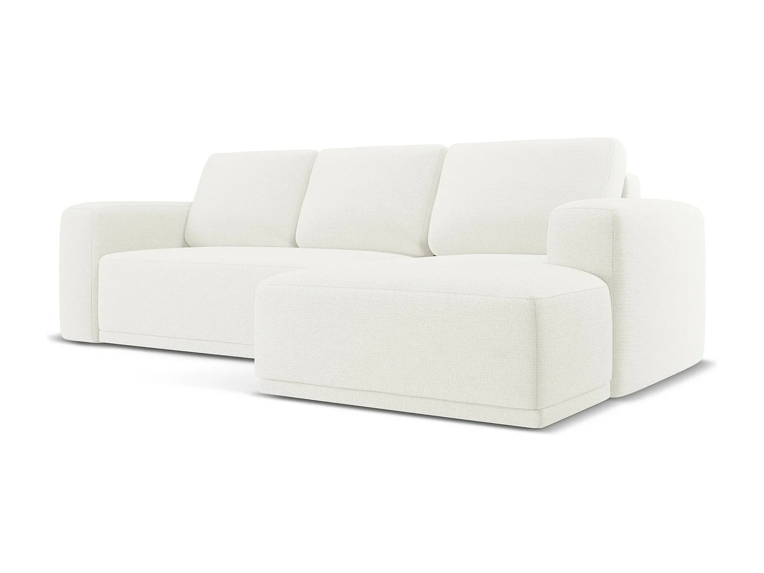 Canapé d'angle droit convertible en tissu chenille - blanc - KAILA