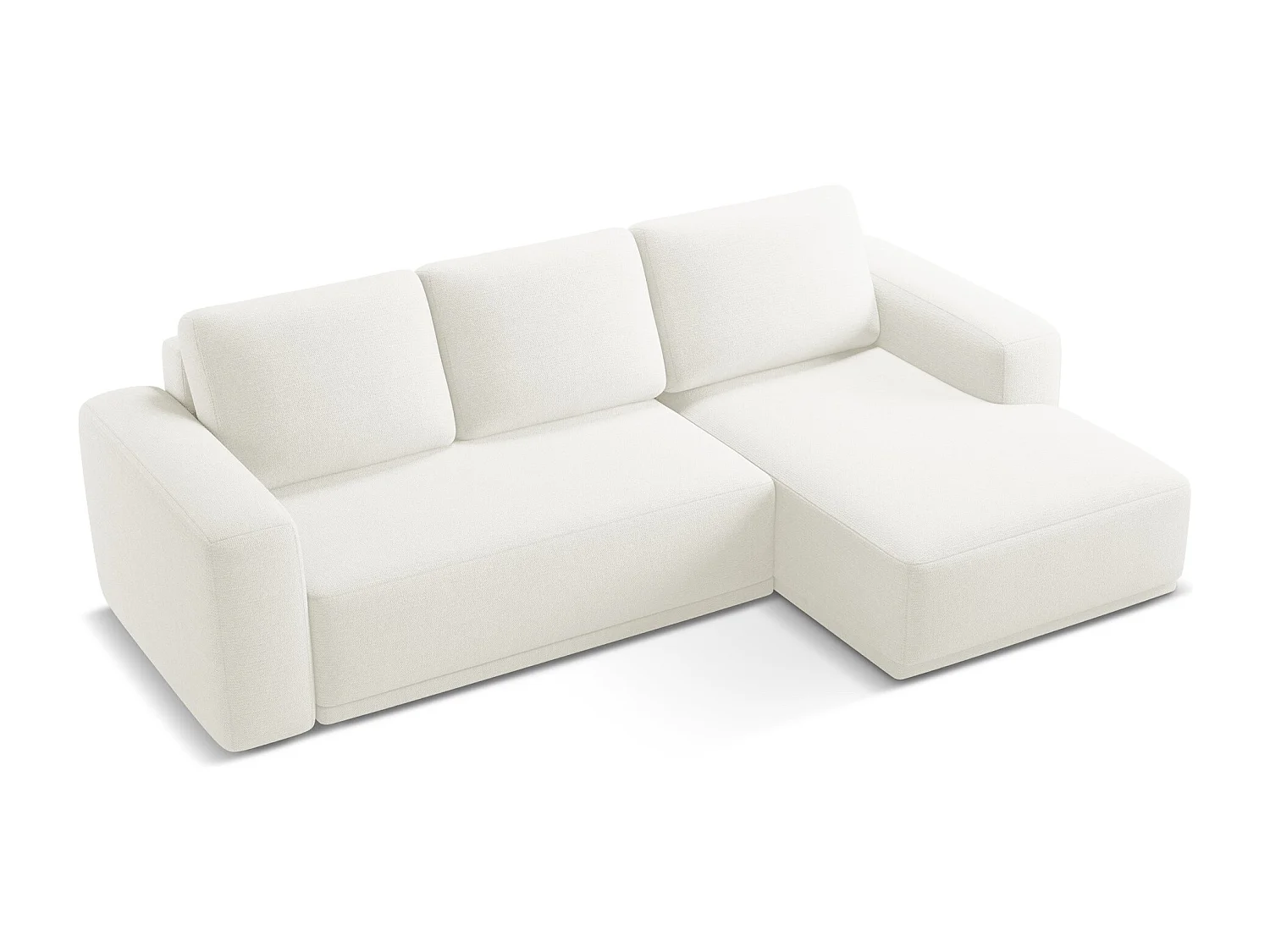 Canapé d'angle droit convertible en tissu chenille - blanc - KAILA