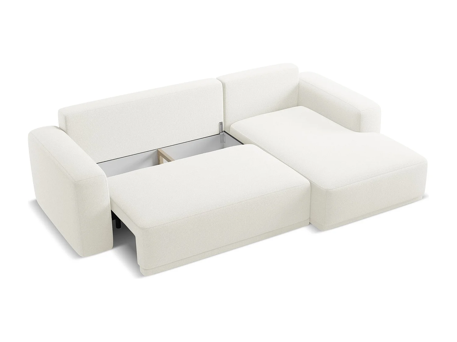 Canapé d'angle droit convertible en tissu chenille - blanc - KAILA