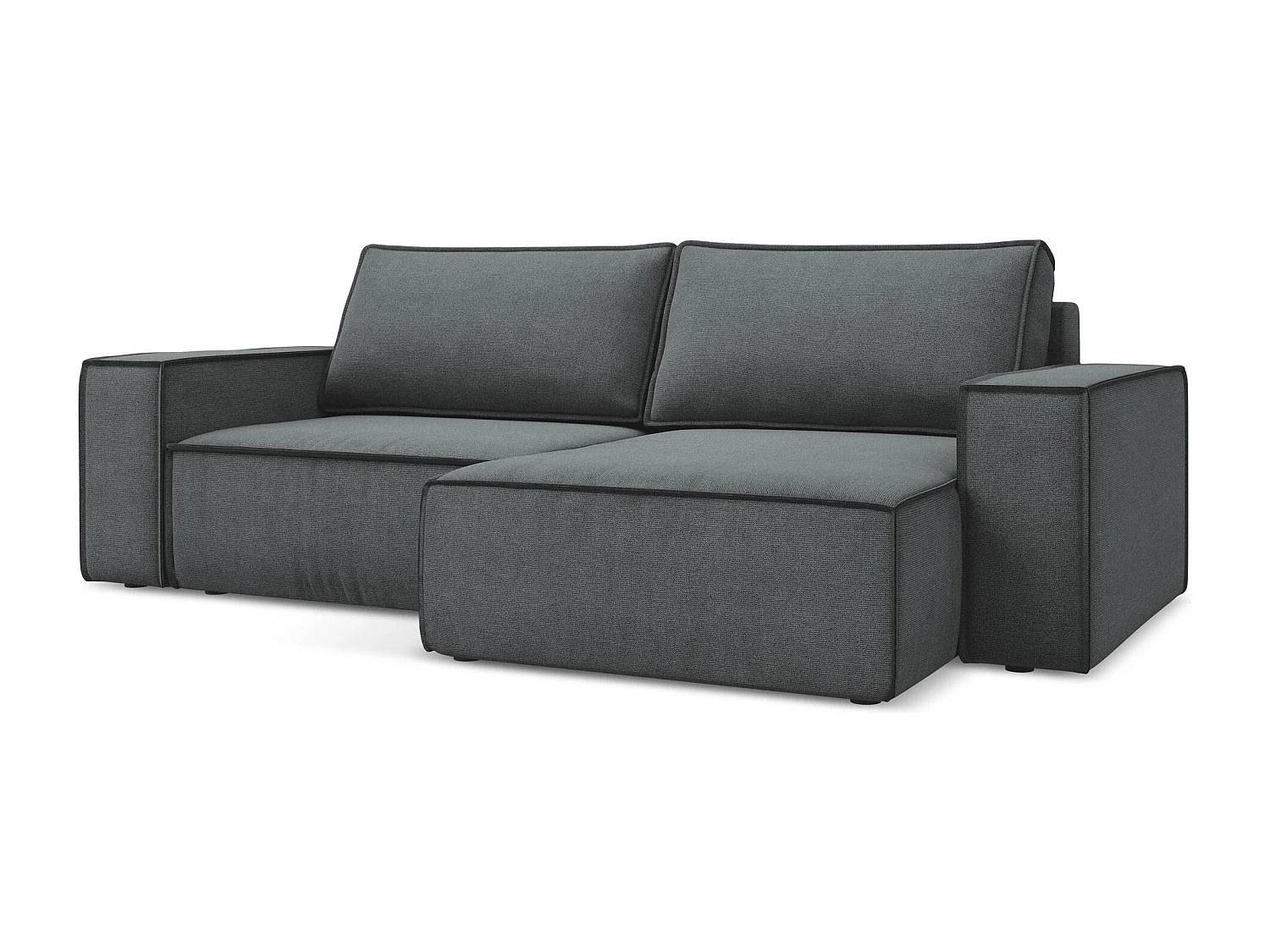 2-Sitzer Ecksofa mit Schlaffunktion - Ecke Rechts - Strukturstoff - Grau - KIMO