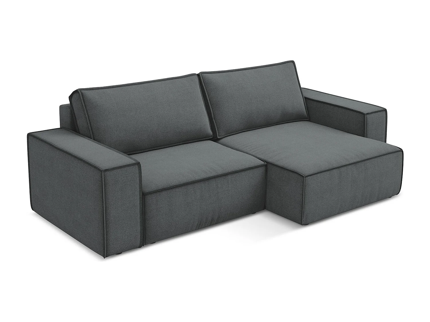 2-Sitzer Ecksofa mit Schlaffunktion - Ecke Rechts - Strukturstoff - Grau - KIMO