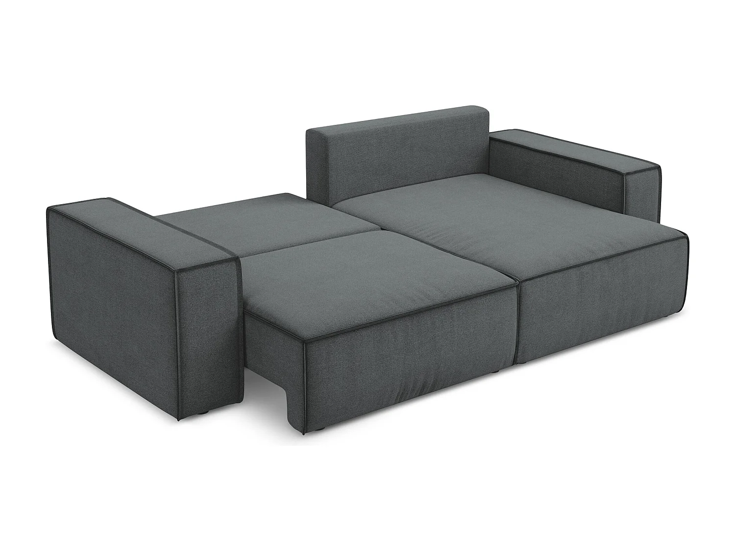 2-Sitzer Ecksofa mit Schlaffunktion - Ecke Rechts - Strukturstoff - Grau - KIMO