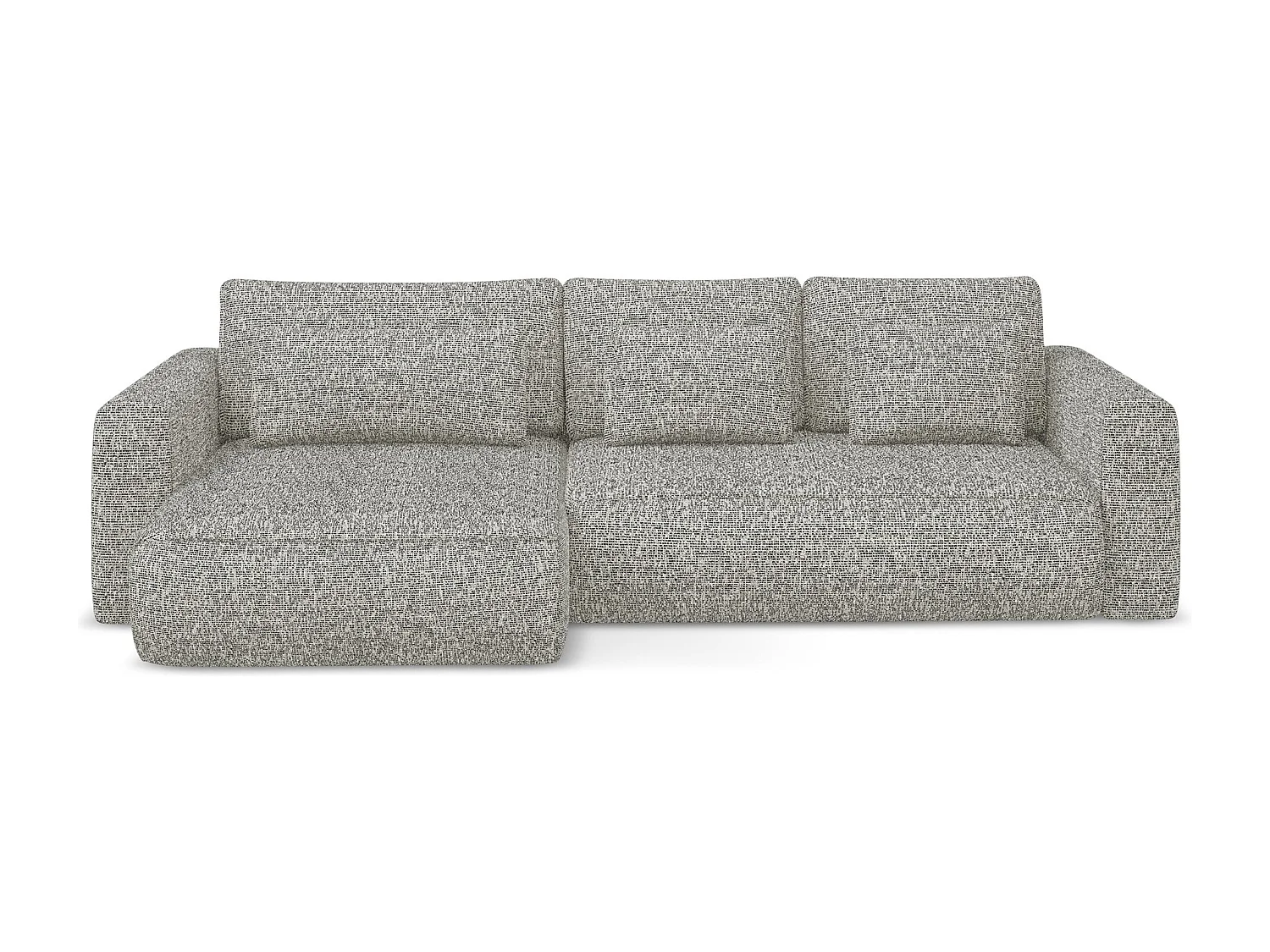 Canapé d’angle 3 places gauche convertible en tissu texturé - gris beige - KAPUA