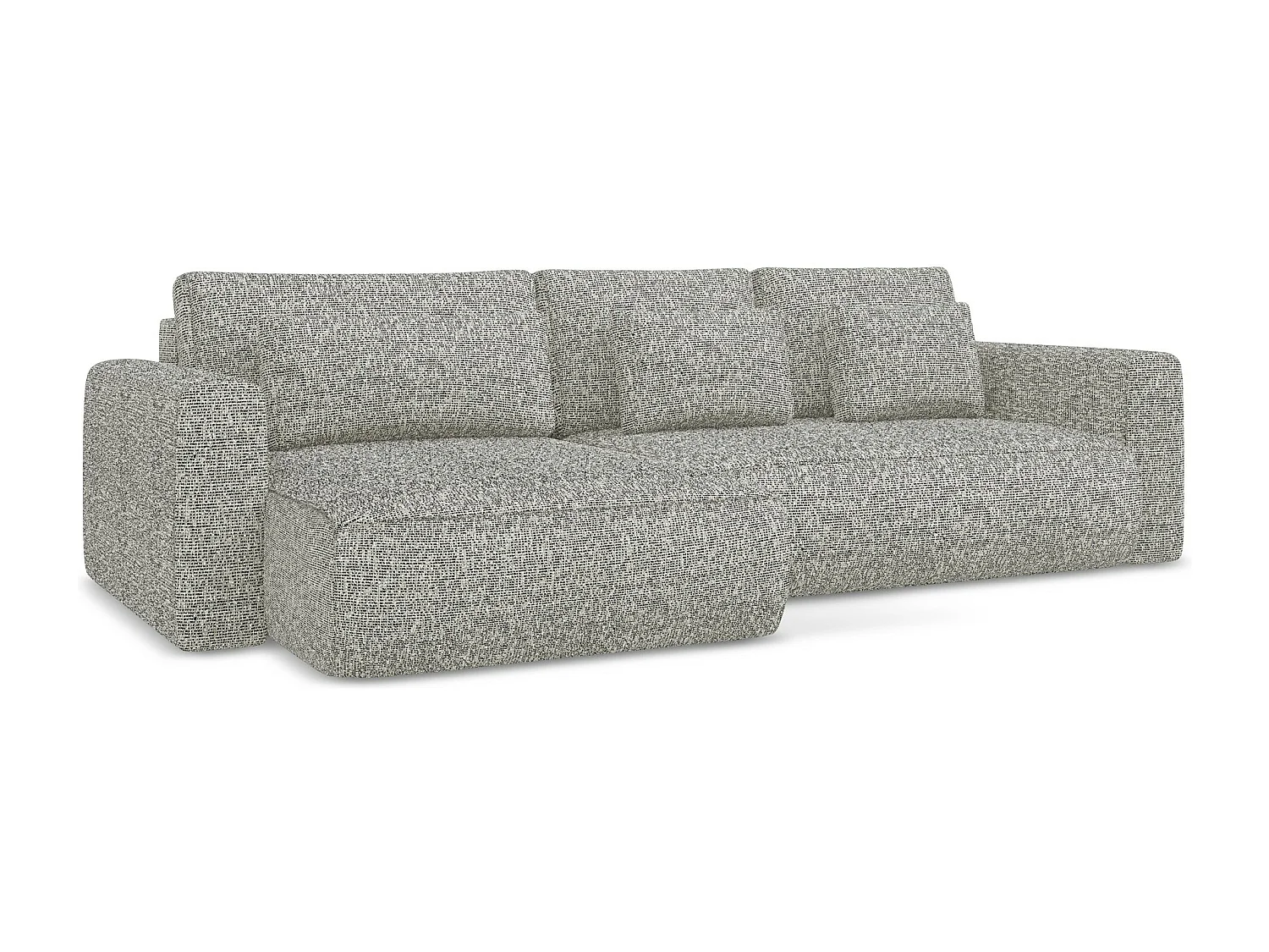Canapé d’angle 3 places gauche convertible en tissu texturé - gris beige - KAPUA