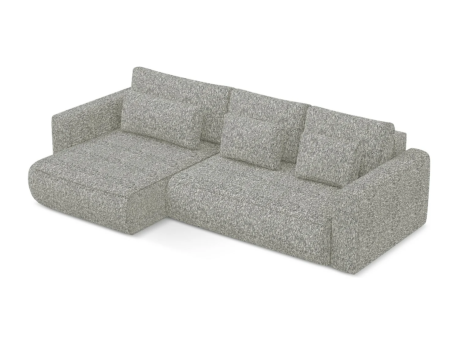 Canapé d’angle 3 places gauche convertible en tissu texturé - gris beige - KAPUA