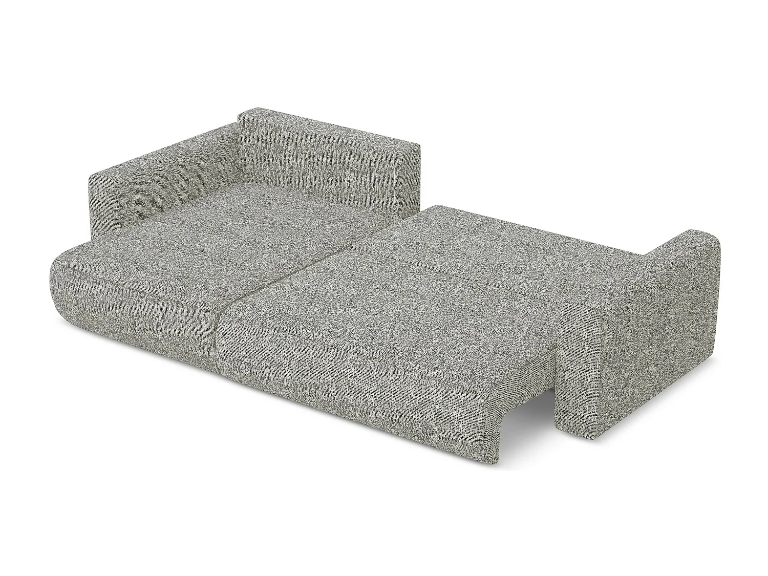 Canapé d’angle 3 places gauche convertible en tissu texturé - gris beige - KAPUA