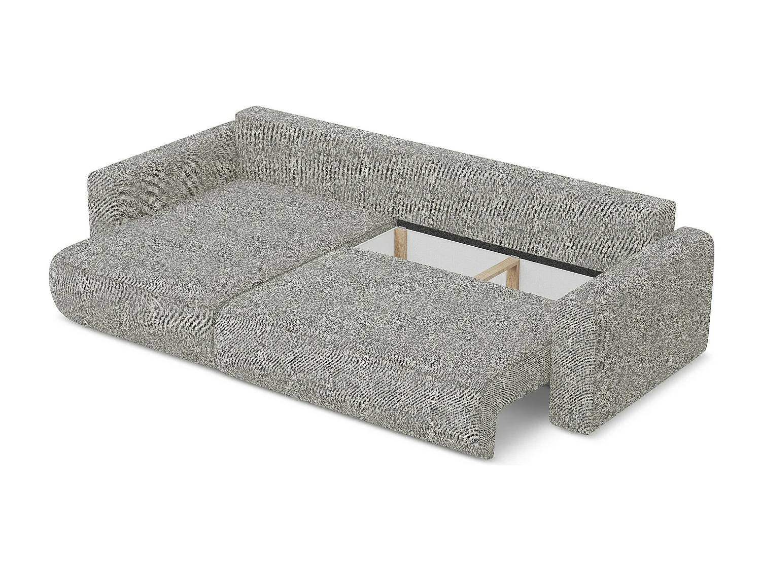 Canapé d’angle 3 places gauche convertible en tissu texturé - gris beige - KAPUA