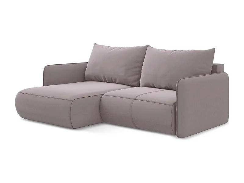 2,5-Sitzer Ecksofa mit Schlaffunktion - Ecke Links - Samt - Lavendel - NANEA