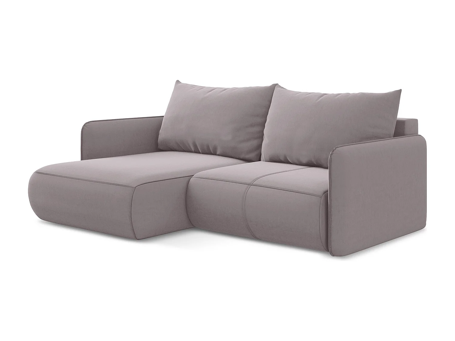 2,5-Sitzer Ecksofa mit Schlaffunktion - Ecke Links - Samt - Lavendel - NANEA