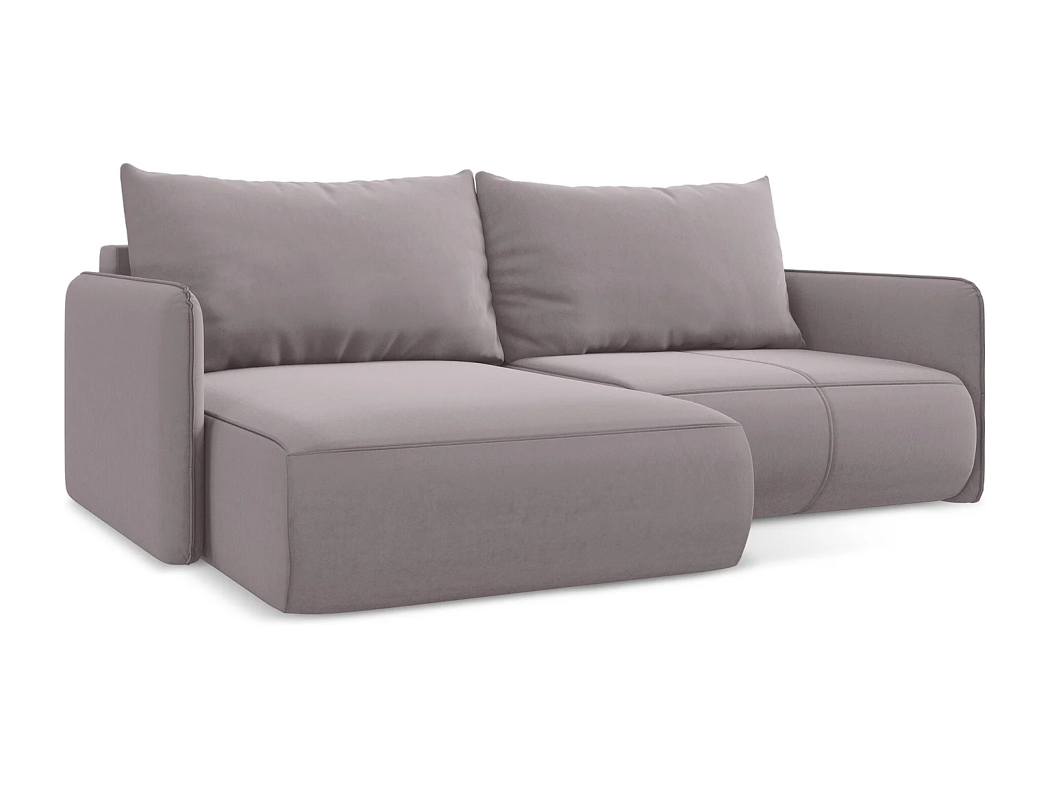 2,5-Sitzer Ecksofa mit Schlaffunktion - Ecke Links - Samt - Lavendel - NANEA