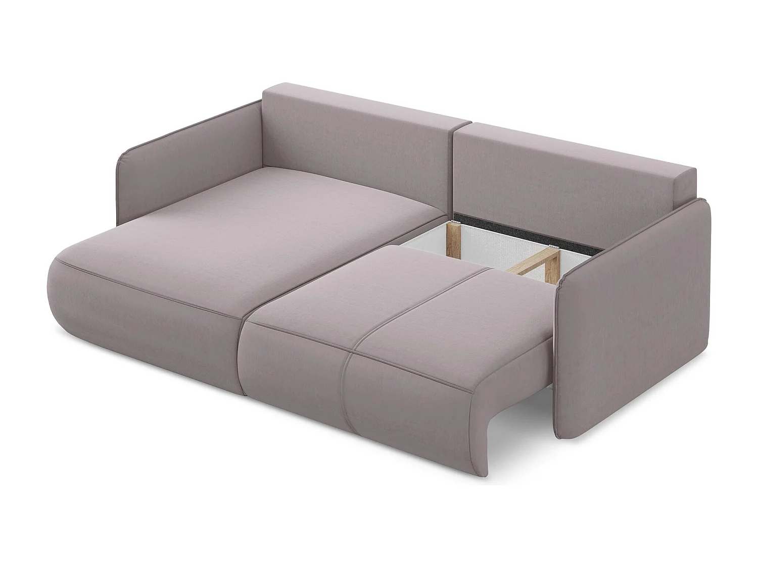 2,5-Sitzer Ecksofa mit Schlaffunktion - Ecke Links - Samt - Lavendel - NANEA